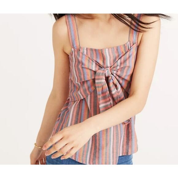 Madewell Tie Front Striped Cami Size 0 - Picture 1 of 8